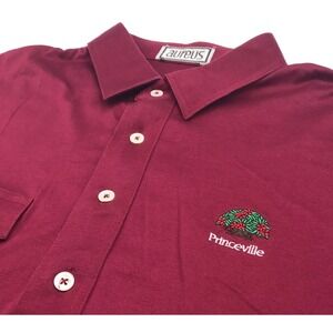 VINTAGE Aureus PRINCEVILLE Golf Polo Men M Maroon Flap Pocket  80s 90s VERY RARE